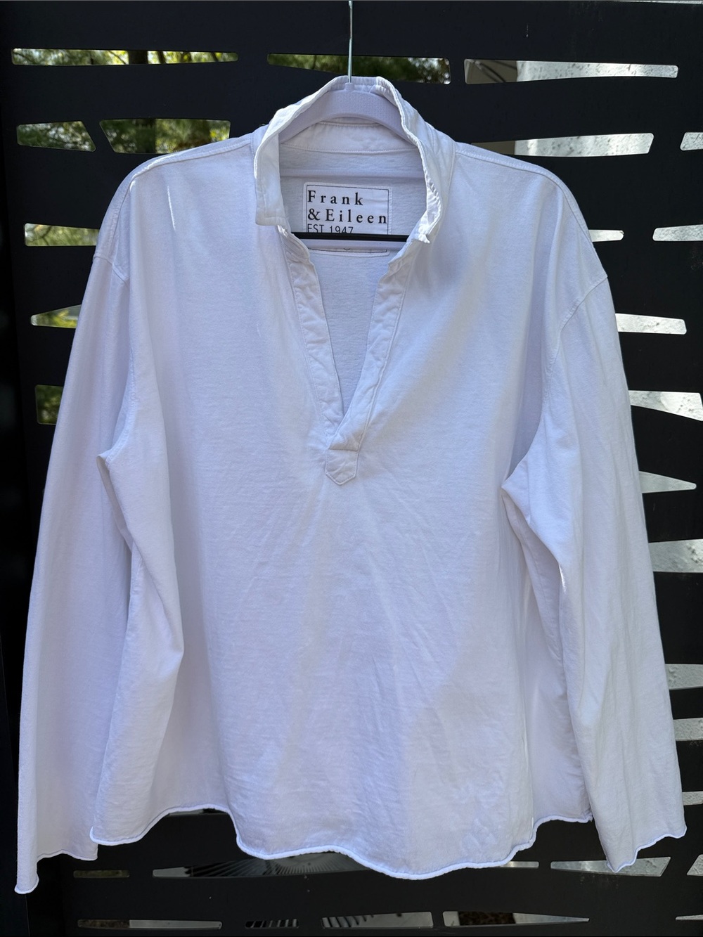 Frank & Eileen Patrick White Long-Sleeve Popover Shirt - Lightweight Cotton XL